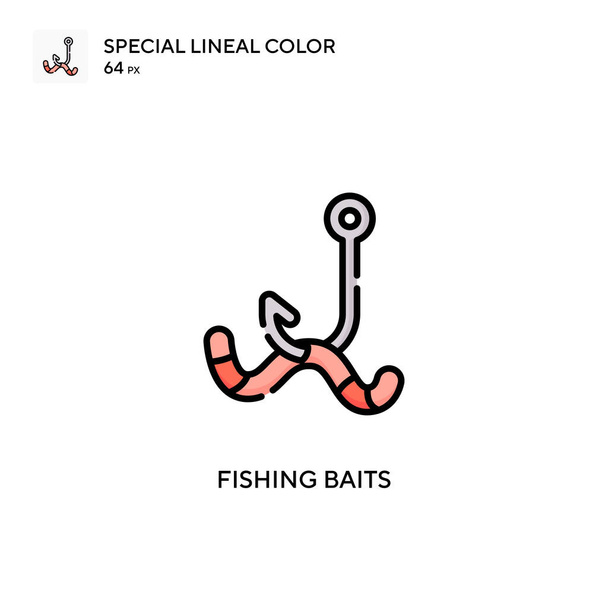 Balıkçı yemleri özel renk ikonu. Web mobil UI ögesi için resimleme sembolü tasarım şablonu. Düzenlenebilir vuruş üzerine mükemmel renk modern pictogram. - Vektör, Görsel