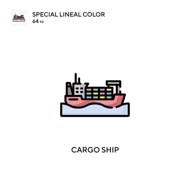 Cargo ship Special lineal color icon. Illustration symbol design template for web mobile UI element. Perfect color modern pictogram on editable stroke. - Vector, Image