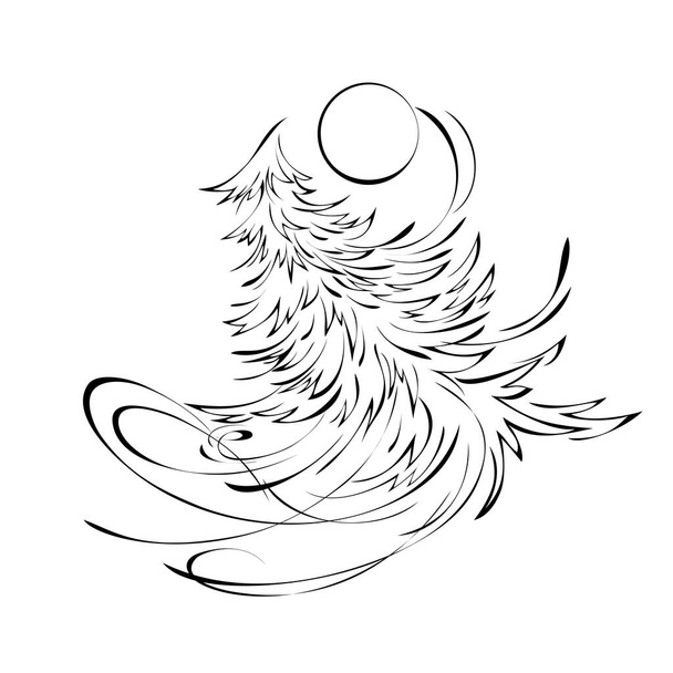 the Christmas tree is dancing around the moon - Vector, Image