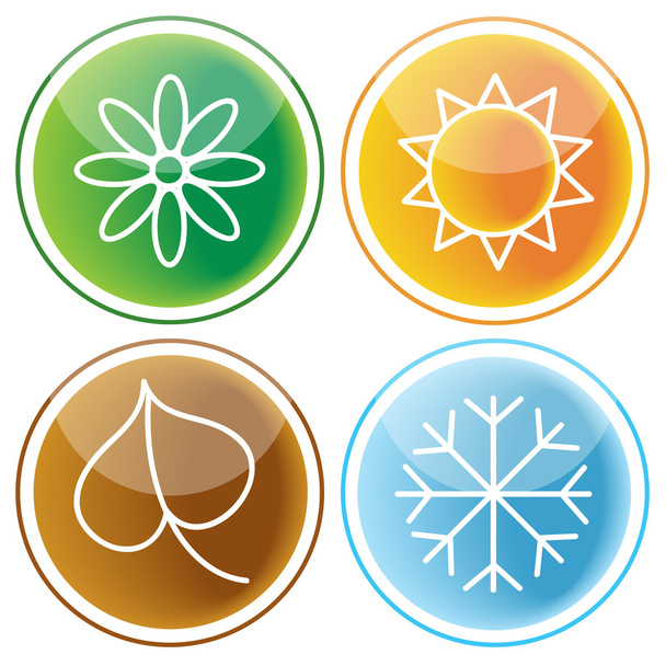 Set of web buttons with seasons icons - Vector, Image