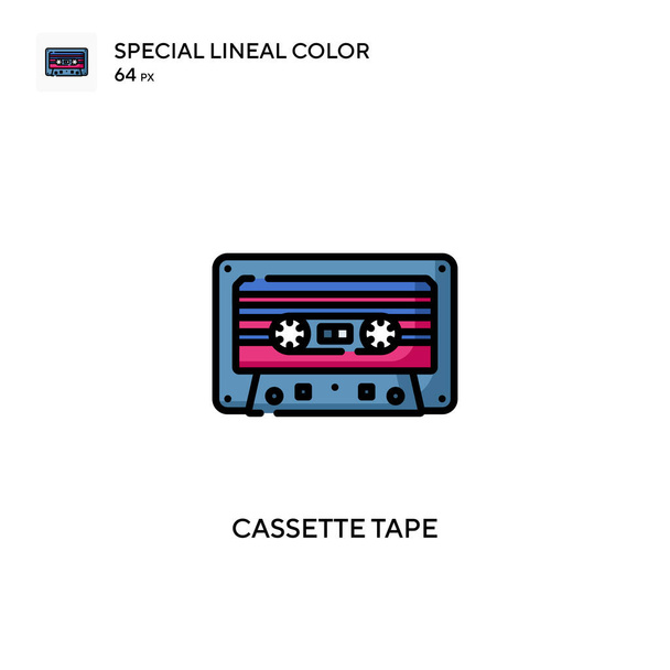 Cassette tape Special lineal color icon. Illustration symbol design template for web mobile UI element. Perfect color modern pictogram on editable stroke. - Vector, Image