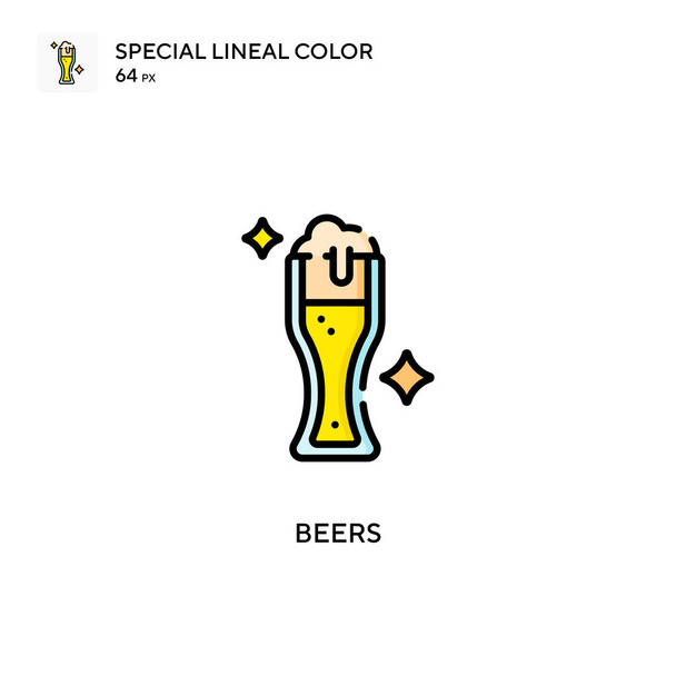 ビール特別な直線色のアイコン。WebモバイルUI要素用のイラスト記号デザインテンプレート。編集可能なストローク上の完璧な色現代ピクトグラム. - ベクター画像