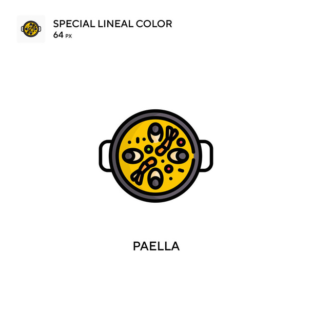 Paella Speciale icona a colori lineari. Illustrazione modello di design simbolo per elemento web mobile UI. Pittogramma moderno a colori perfetto sul tratto modificabile. - Vettoriali, immagini