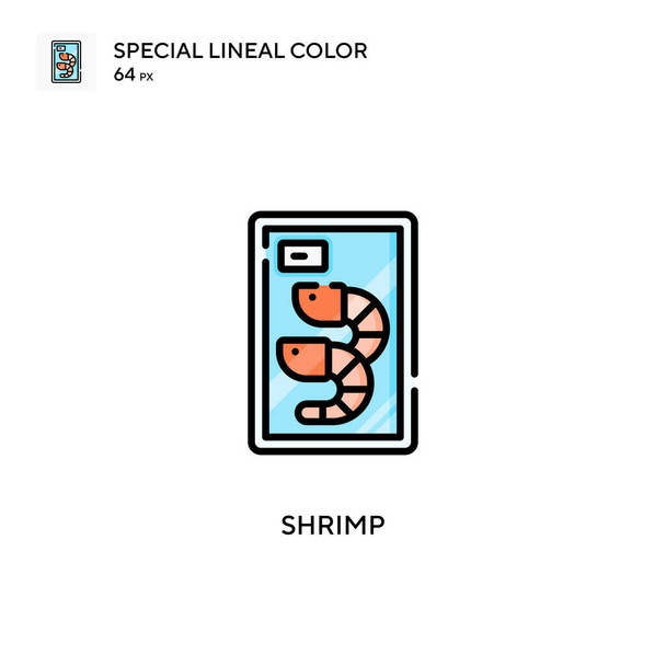 Karides Özel Çizgisel Renk Simgesi. Web mobil UI ögesi için resimleme sembolü tasarım şablonu. Düzenlenebilir vuruş üzerine mükemmel renk modern pictogram. - Vektör, Görsel
