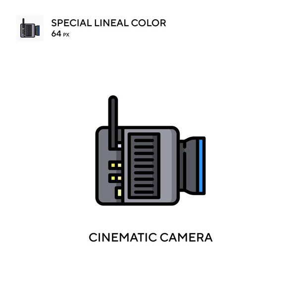 Cinematic camera Special lineal color icon. Illustration symbol design template for web mobile UI element. Perfect color modern pictogram on editable stroke. - Vector, Image