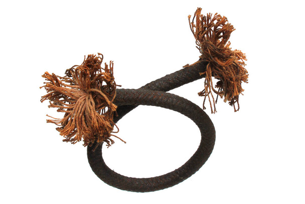 Стара мотузка з смаженими кінцями, ізольована на білому тлі1
 - Фото, зображення