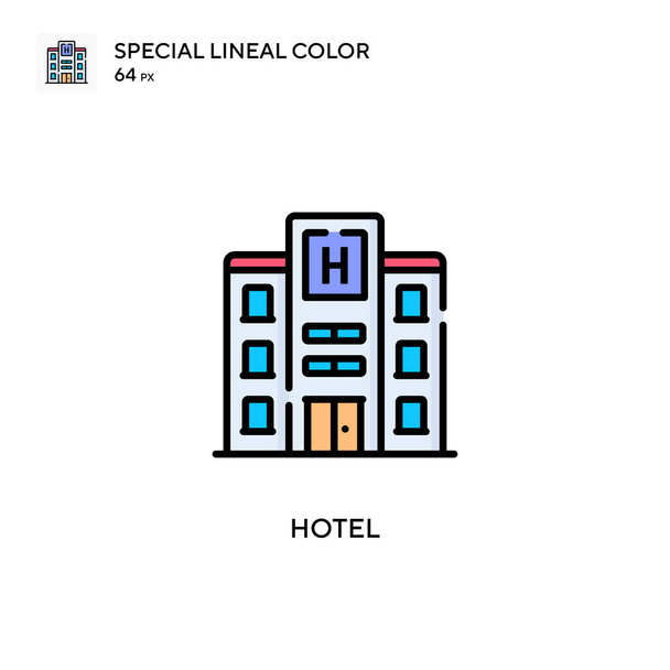 Hotel Speciální lineární barevná ikona. Šablona návrhu symbolu ilustrace pro webový mobilní prvek uživatelského rozhraní. Perfektní barva moderní piktogram na upravitelný tah. - Vektor, obrázek