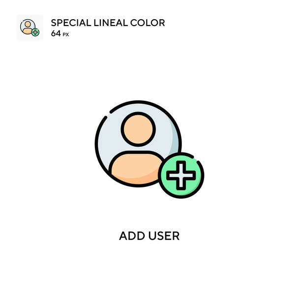 Προσθήκη εικονιδίου χρώματος ειδικής σειράς χρήστη. Εικονογράφηση πρότυπο σχεδιασμού συμβόλων για web κινητό στοιχείο UI. Τέλειο χρώμα σύγχρονο εικονόγραμμα σε επεξεργάσιμο εγκεφαλικό επεισόδιο. - Διάνυσμα, εικόνα