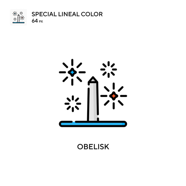 Obelisk特殊線色アイコン。WebモバイルUI要素用のイラスト記号デザインテンプレート。編集可能なストローク上の完璧な色現代ピクトグラム. - ベクター画像