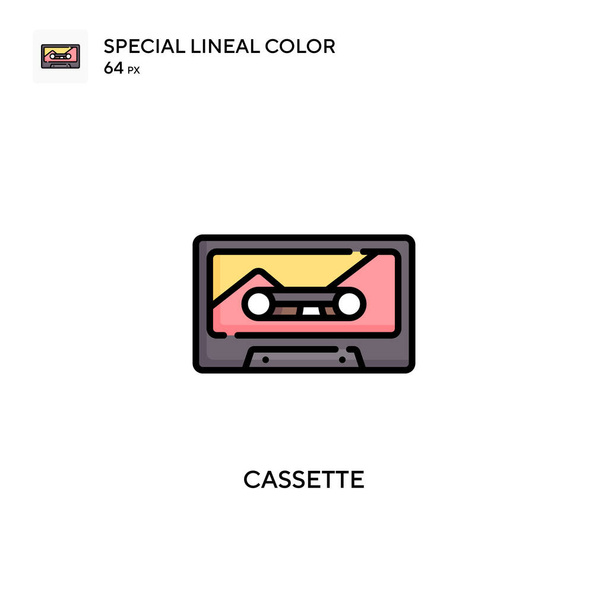 Cassette Speciális lineáris szín ikon. Illusztráció szimbólum design sablon web mobil UI elem. Tökéletes szín modern piktogram szerkeszthető stroke. - Vektor, kép