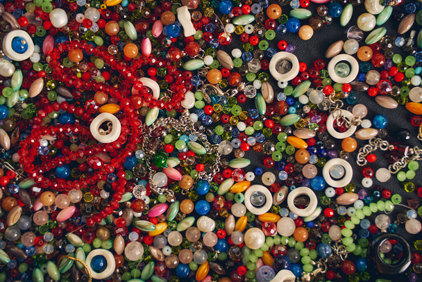 Top view of selective glass multicolor seed beads - Photo, Image