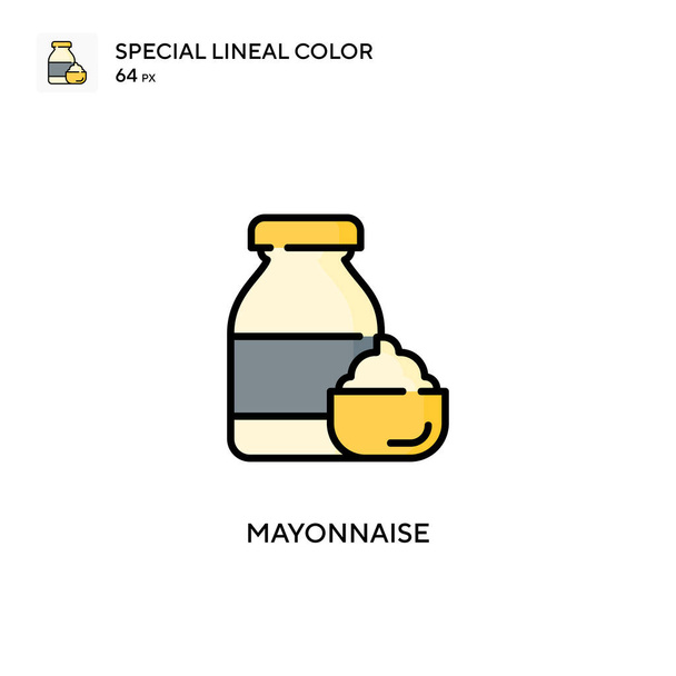 Mayonnaise Spezielles lineares Farbsymbol. Illustration Symbol-Design-Vorlage für Web-Mobile UI-Element. Perfekte Farbe modernes Piktogramm auf editierbarem Strich. - Vektor, Bild
