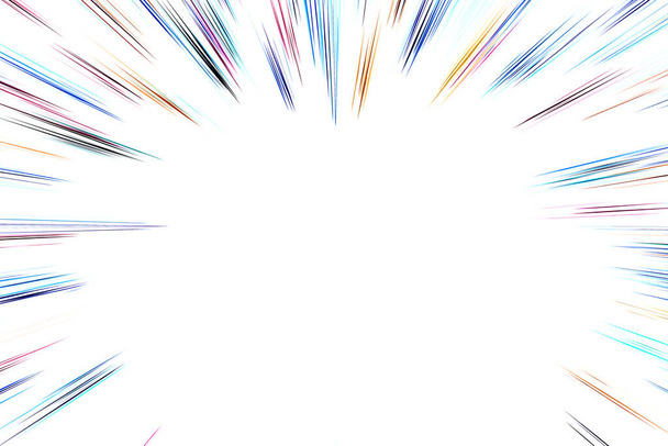 Linee multicolori Bokeh su sfondo bianco. astrazione. Velocità luce movimento texture sfocatura - Foto, immagini