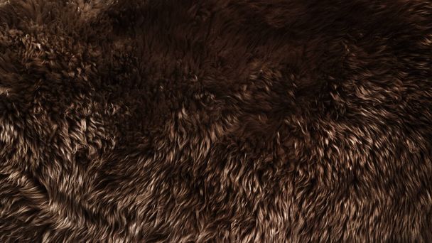 Коричневая шерсть текстура фона, темная натуральная овечья шерсть, черный бесшовный хлопок, текстура серого пушистого меха, крупным планом фрагмент черной шерсти ковра - Фото, изображение