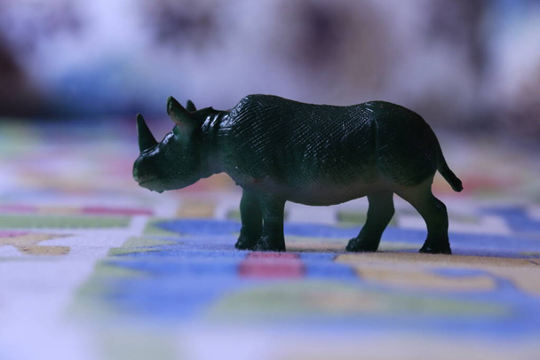 rhino model concept toy on colorful background - Photo, Image