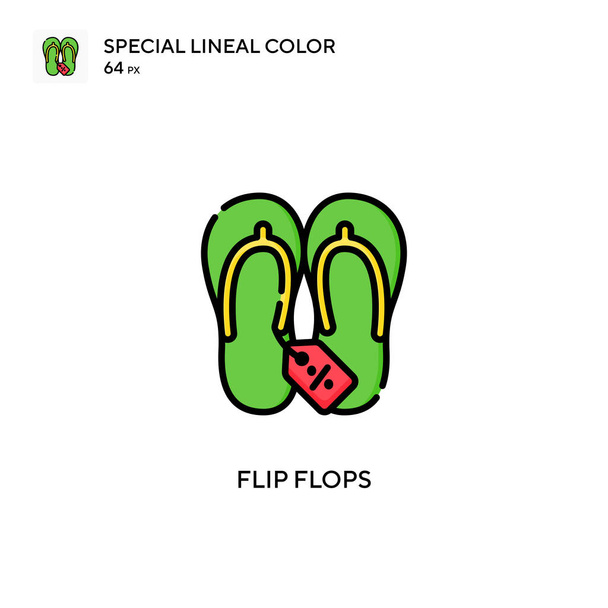 Flip flops Special lineal color icon. Illustration symbol design template for web mobile UI element. Perfect color modern pictogram on editable stroke. - Vector, Image