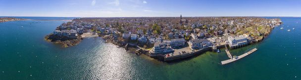 Crocker Park at Marblehead harbor and town center aerial view panorama, Marblehead, Massachusetts MA, USA. - Photo, Image