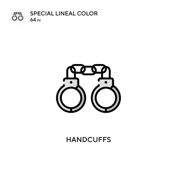 Handcuffs Special lineal color icon. Illustration symbol design template for web mobile UI element. Perfect color modern pictogram on editable stroke. - Vector, Image