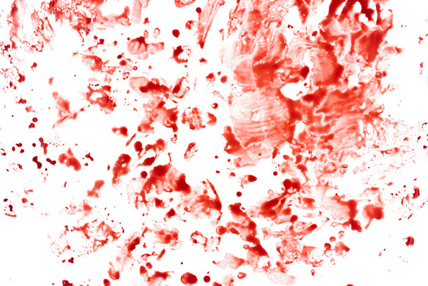 Rote Bluttropfen auf weißem Hintergrund - Foto, Bild