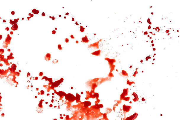 Red spots of blood drop on white background - Photo, Image