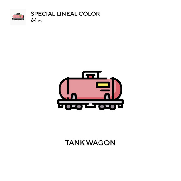 Tank wagon Icono especial de color lineal. Plantilla de diseño de símbolo de ilustración para elemento de interfaz de usuario móvil web. Pictograma moderno de color perfecto en un trazo editable. - Vector, imagen