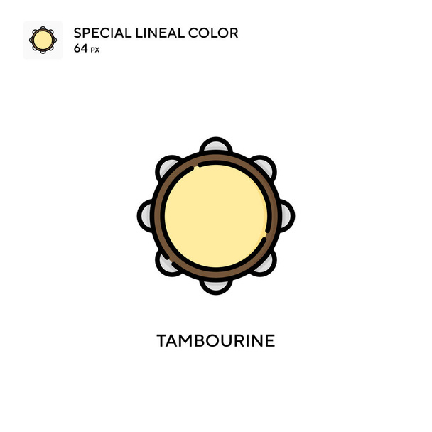 Tamburin Spezielle lineare Farbsymbole. Illustration Symbol-Design-Vorlage für Web-Mobile UI-Element. Perfekte Farbe modernes Piktogramm auf editierbarem Strich. - Vektor, Bild