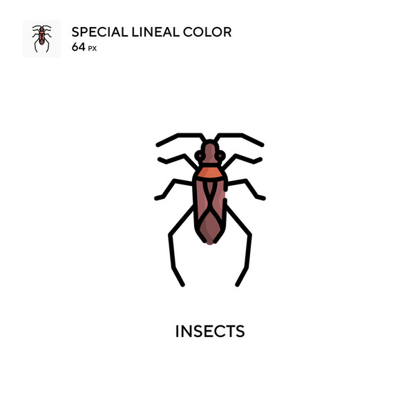 昆虫特殊線色アイコン。WebモバイルUI要素用のイラスト記号デザインテンプレート。編集可能なストローク上の完璧な色現代ピクトグラム. - ベクター画像