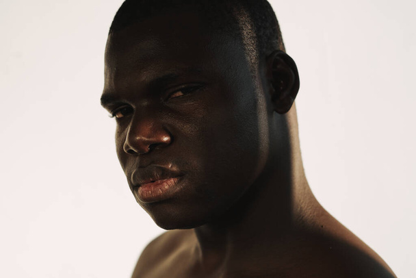 Man african appearance close-up face  - Фото, зображення