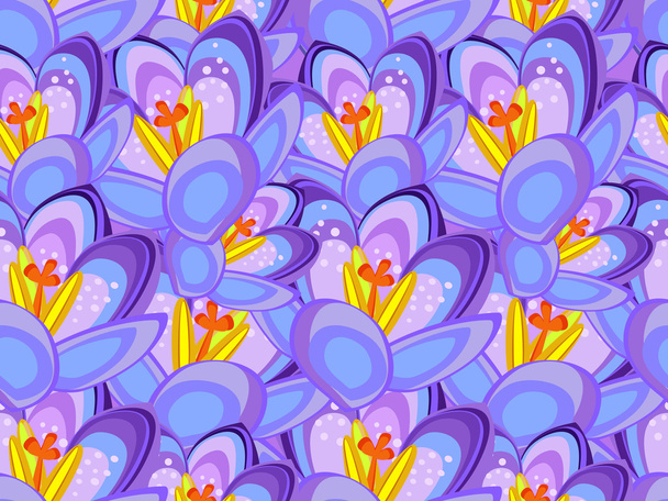 Crocus flower seamless background - Vector, Image