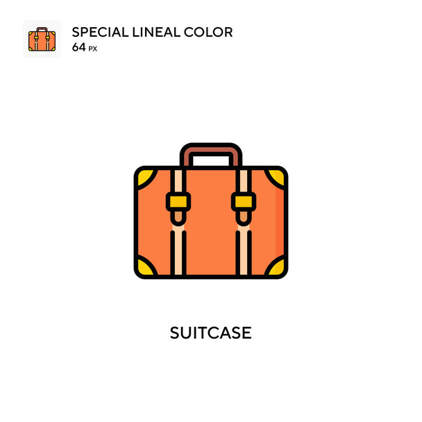 スーツケーススペシャルラインカラーアイコン。WebモバイルUI要素用のイラスト記号デザインテンプレート。編集可能なストローク上の完璧な色現代ピクトグラム. - ベクター画像