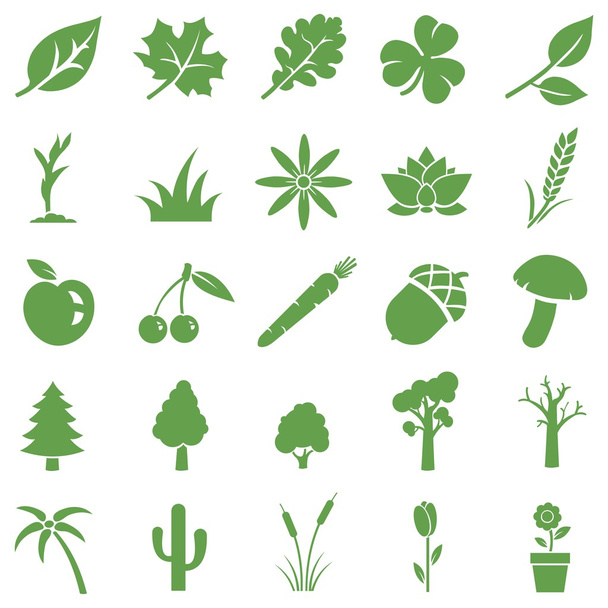 Vector set of green plants icons - Vector, Image