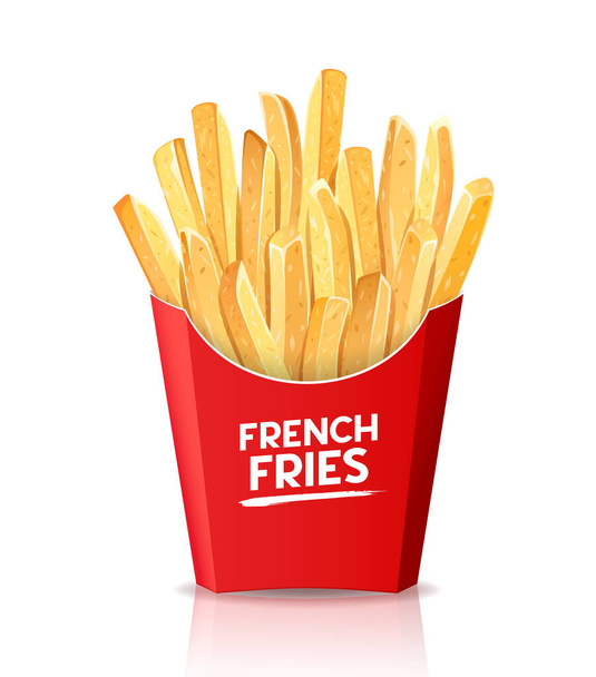 French Fries Vector. White Empty Blank Paper Bag. Fast Food Icons Potato.  Empty And Full. Isolated Illustration Stock Vector