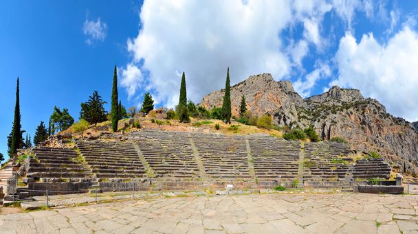 Antik Tiyatrosu, delphi, Yunanistan, 180 derece fotoğraf - Fotoğraf, Görsel