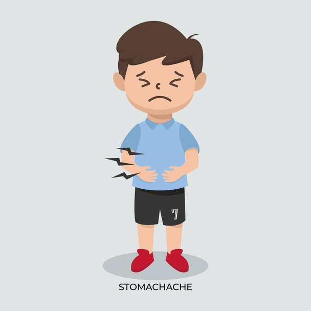 Хворий хлопчик підліток талісман дизайн персонажа ілюстрація
 - Вектор, зображення