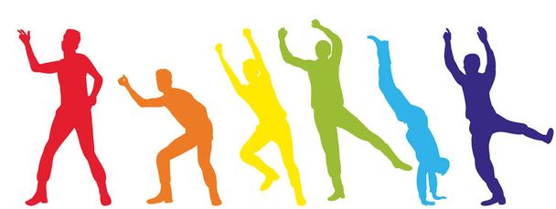  illustration d'une silhouette isolée de personnes dansant une danse, multicolore - Vecteur, image