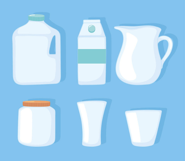 Plastik- oder Glasbecher Flaschen Attrappen, Plastikflaschen Verpackung Glasbecher und Glas - Vektor, Bild