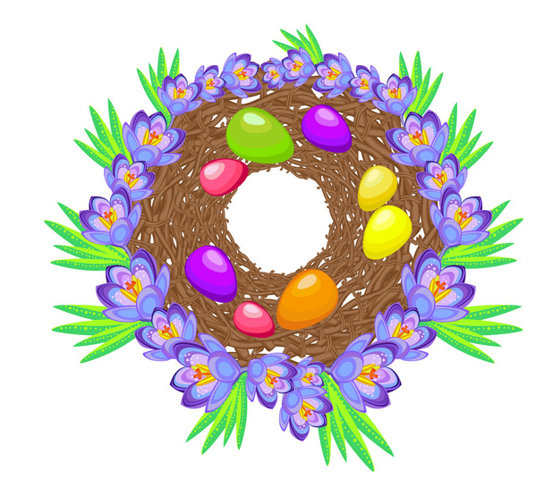 huevos de Pascua en el nido - Vector, imagen