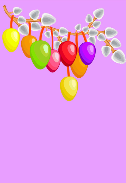 Easter eggs with willows - Vector, Image