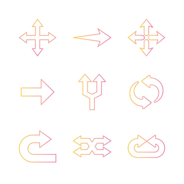 Arrows gradient style icon set vector design - Vector, Image