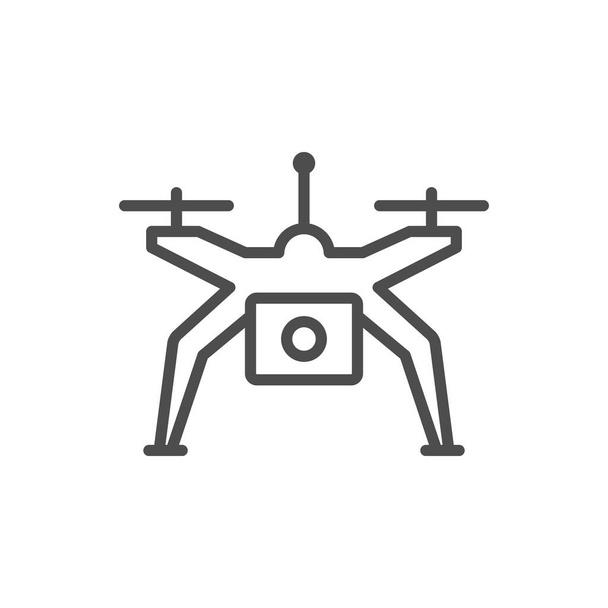 Ícone de contorno de linha de drone ou quadricóptero - Vetor, Imagem
