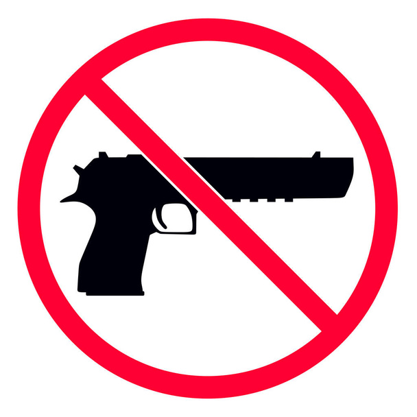 Kein Waffenschild auf weißem Hintergrund. Verbotene Zeichen keine Waffe. Keine Schusswaffen erlaubt. - Foto, Bild