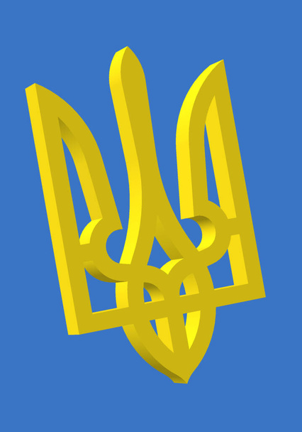 Ucrania emblema nacional tridimensional - Foto, Imagen