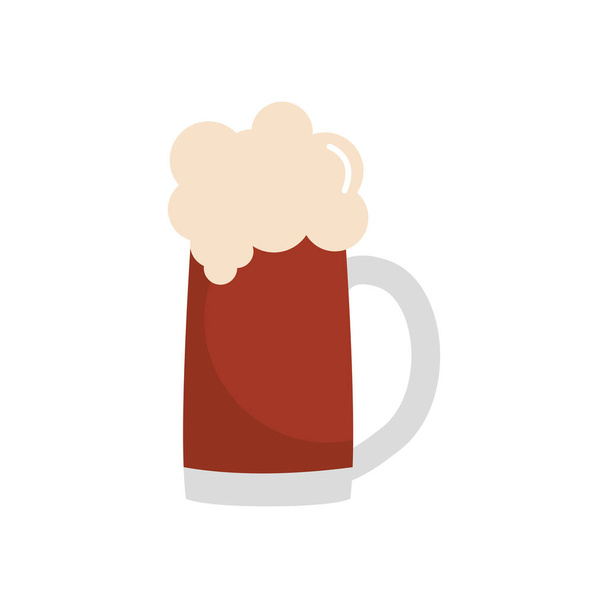ビールマグカップのアイコン、フラットスタイル - ベクター画像