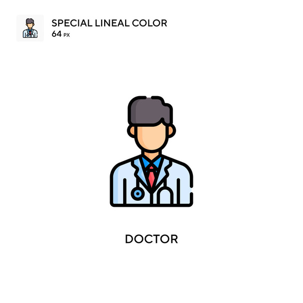 Doktor Özel Çizgisel Renk Simgesi. Web mobil UI ögesi için resimleme sembolü tasarım şablonu. - Vektör, Görsel