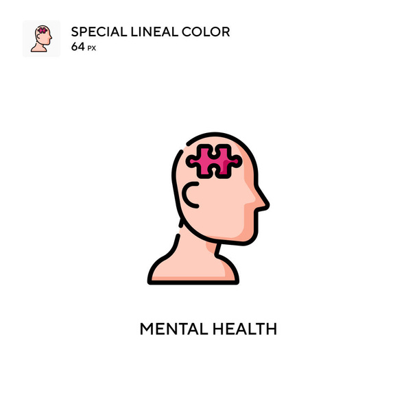 Психічне здоров'я Спеціальна лінійна кольорова піктограма. Шаблон дизайну символів ілюстрації для елемента інтерфейсу мобільного
. - Вектор, зображення