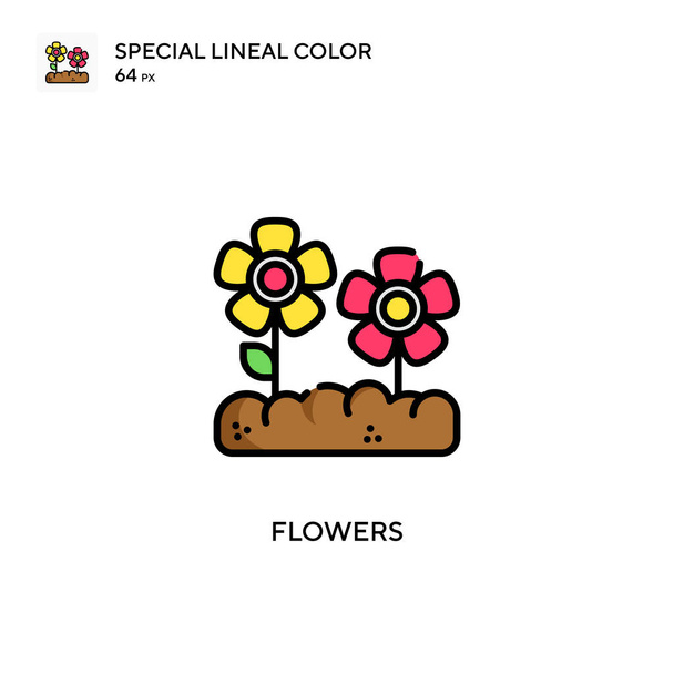 Kwiaty Specjalna ikona koloru linii. Ilustracja szablonu projektu symbolu dla mobilnego interfejsu WWW. - Wektor, obraz