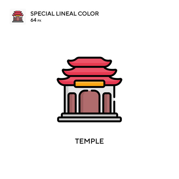 Temple Icône spéciale de couleur linéaire. Modèle de conception de symbole d'illustration pour l'élément d'interface utilisateur mobile Web. - Vecteur, image