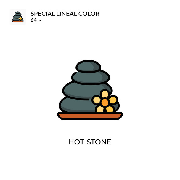 Piedra caliente Icono especial de color lineal. Plantilla de diseño de símbolo de ilustración para elemento de interfaz de usuario móvil web. - Vector, Imagen