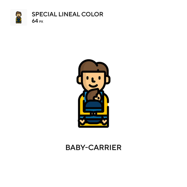 Baby-carrier Icono especial de color lineal. Plantilla de diseño de símbolo de ilustración para elemento de interfaz de usuario móvil web. - Vector, imagen