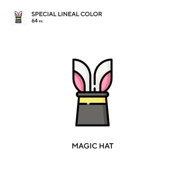 Chapeau magique Icône spéciale couleur linéaire. Modèle de conception de symbole d'illustration pour l'élément d'interface utilisateur mobile Web. - Vecteur, image